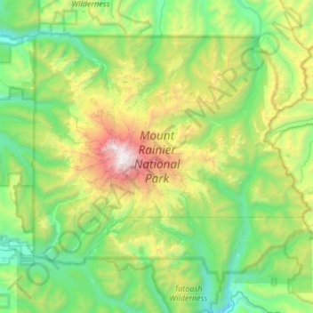 Mount Rainier National Park topographic map, elevation, terrain