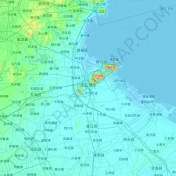 连云港市 topographic map, elevation, terrain