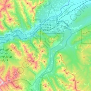 Bow Valley Provincial Park topographic map, elevation, terrain