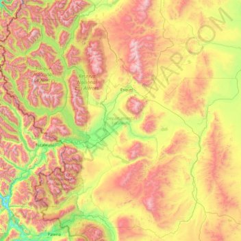 Departamento Futaleufú topographic map, elevation, terrain