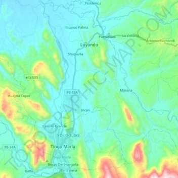 Luyando topographic map, elevation, terrain