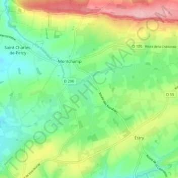 Montchamp topographic map, elevation, terrain