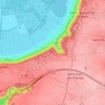 Saint-Ouen-des-Champs topographic map, elevation, terrain