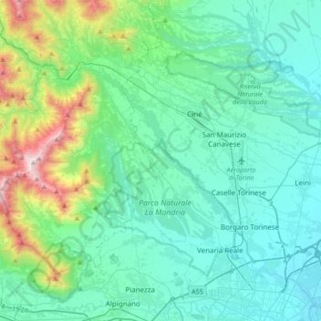 Stura di Lanzo topographic map, elevation, terrain