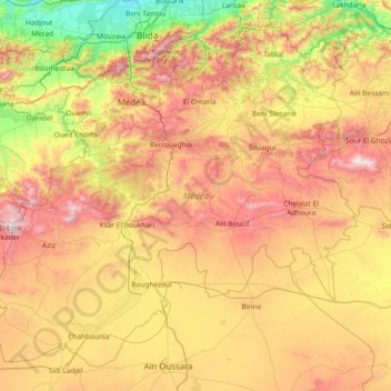 Médéa topographic map, elevation, terrain