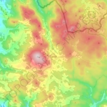 Sandl topographic map, elevation, terrain