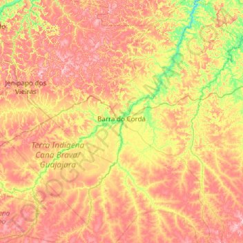 Barra do Corda topographic map, elevation, terrain