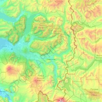 Curarrehue topographic map, elevation, terrain