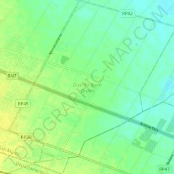 Distrito Buen Orden topographic map, elevation, terrain