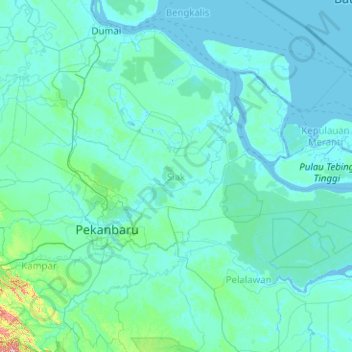 Siak topographic map, elevation, terrain