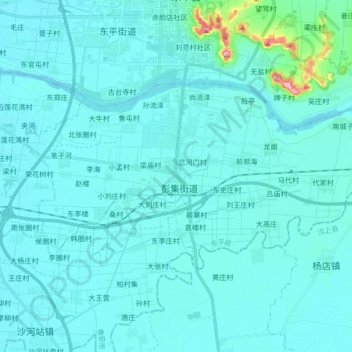 彭集街道 topographic map, elevation, terrain