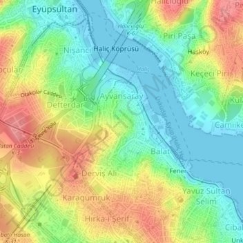 Ayvansaray Mahallesi topographic map, elevation, terrain