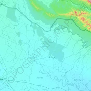 Bhinga topographic map, elevation, terrain