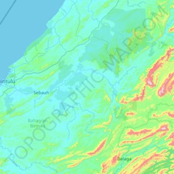 Sebauh topographic map, elevation, terrain