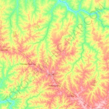 Adamantina topographic map, elevation, terrain