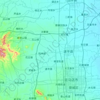 遂平县 topographic map, elevation, terrain