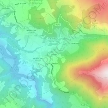 La Salle-en-Beaumont topographic map, elevation, terrain