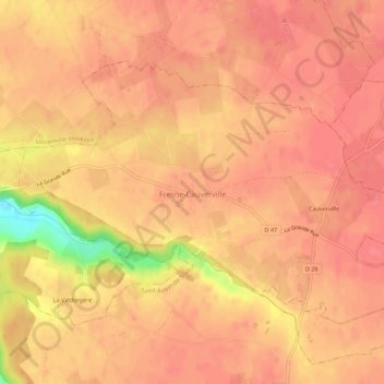 Fresne-Cauverville topographic map, elevation, terrain