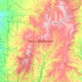 Pecos Wilderness topographic map, elevation, terrain