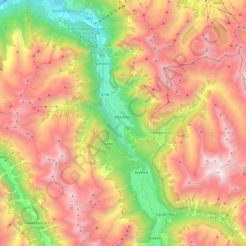 Gemeinde Umhausen topographic map, elevation, terrain