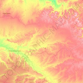 Нижневартовский район topographic map, elevation, terrain