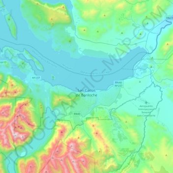 Bariloche topographic map, elevation, terrain