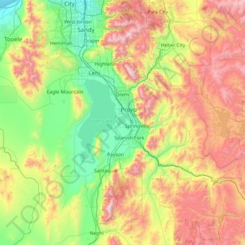 Utah County topographic map, elevation, terrain
