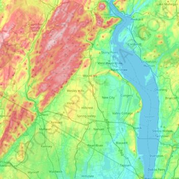 Rockland County topographic map, elevation, terrain