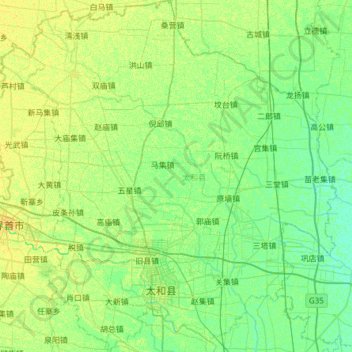 太和县 topographic map, elevation, terrain