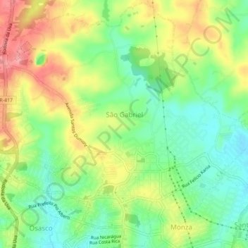 São Gabriel topographic map, elevation, terrain