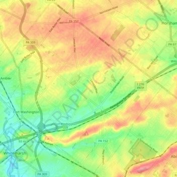 Upper Dublin Township topographic map, elevation, terrain
