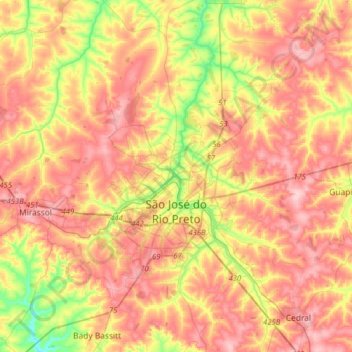 Rio Preto topographic map, elevation, terrain