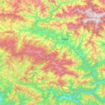 Doti topographic map, elevation, terrain