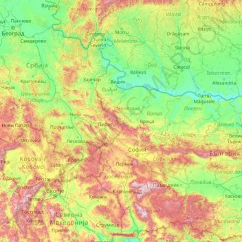Balkan Mountains topographic map, elevation, terrain