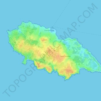 Île d'Yeu topographic map, elevation, terrain