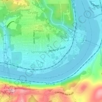 Springdale topographic map, elevation, terrain