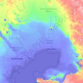 Atyrau Region topographic map, elevation, terrain
