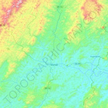 Muriaé topographic map, elevation, terrain