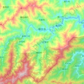 璜田乡 topographic map, elevation, terrain