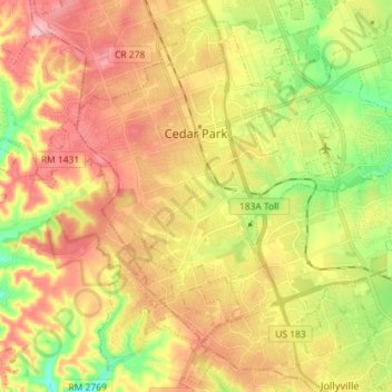 Cedar Park topographic map, elevation, terrain