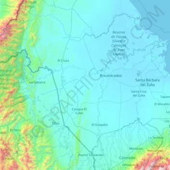 Catatumbo topographic map, elevation, terrain
