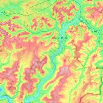 Blickweiler topographic map, elevation, terrain