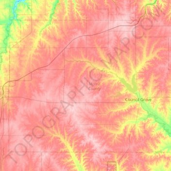 Morris County topographic map, elevation, terrain