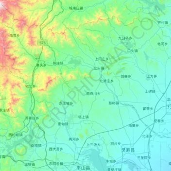 灵寿县 topographic map, elevation, terrain