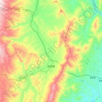 龙树镇 topographic map, elevation, terrain