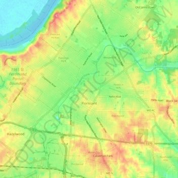 Florissant topographic map, elevation, terrain