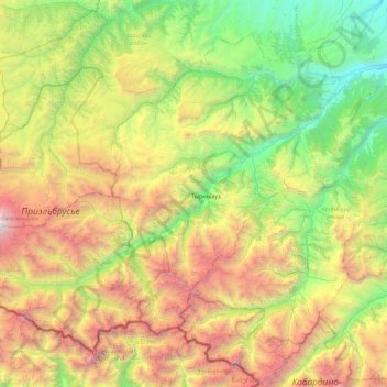 Эльбрусский район topographic map, elevation, terrain
