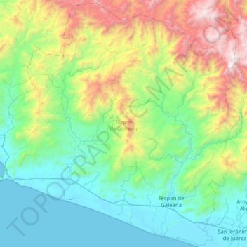 Técpan de Galeana topographic map, elevation, terrain