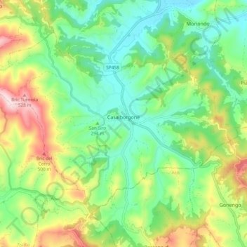 Casalborgone topographic map, elevation, terrain