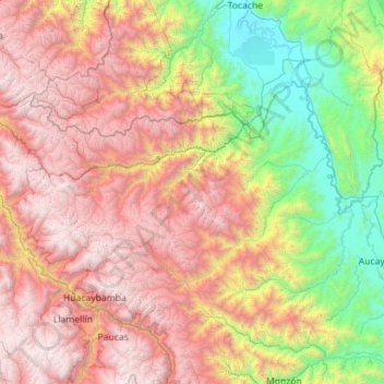 Marañón topographic map, elevation, terrain